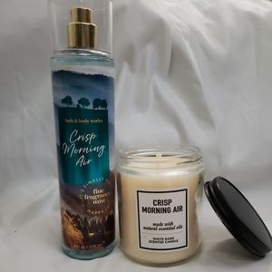 NEW Bath and Body Works Crisp Morning  Air Fine Mist and Candle Bundle